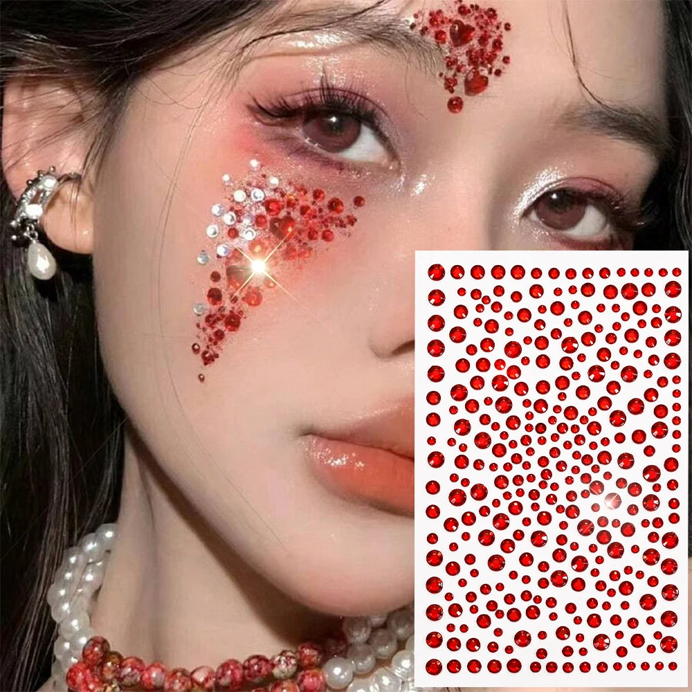 3D Rhinestone Face Tattoo Stickers For Festival Glitter Makeup Jewelry Sticker On Face Crystals Gems Jewels Diamonds Decoration