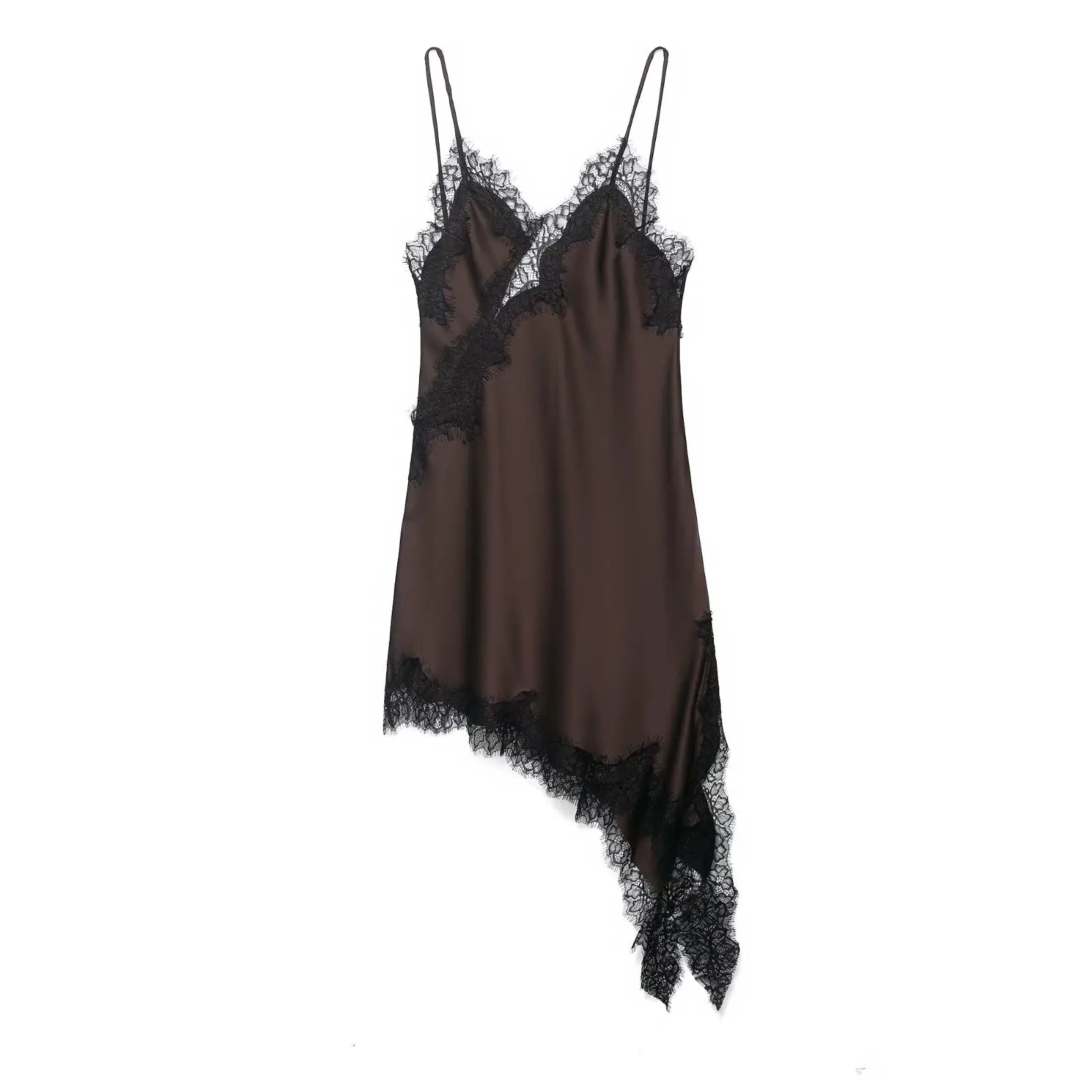 Luxe Lace-Spliced Satin Mini Dress – Sleeveless Backless Party Dress