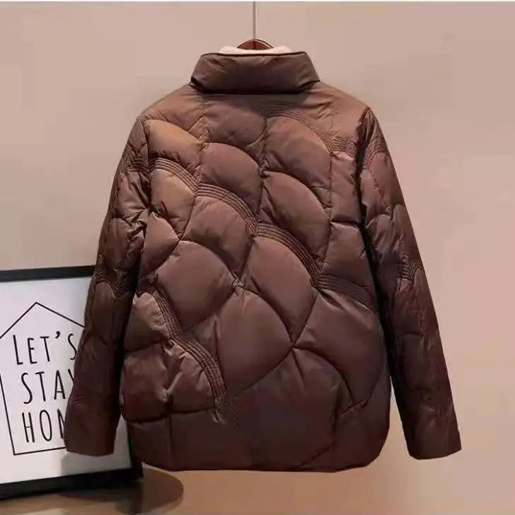 Autumn Winter Women Fashion Stand Collar Down Coat Ultra Light Cotton-padded jacket Jacket Windproof Female Puffer Parkas