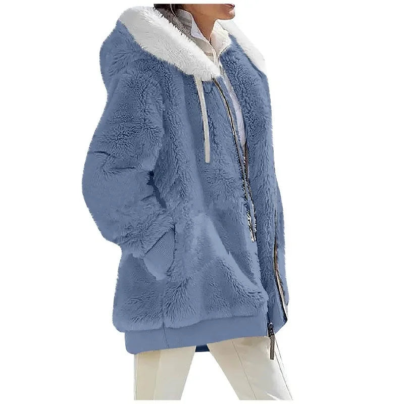 Women's Hooded Fleece Jacket – Cosy Zip-Up Coat
