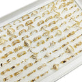 30pc/Lot Gold Color Finger Rings For Girls New Love Snake Animal Butterfly Cutout Star Pearl Thin Joint Ring Party Jewelry Women