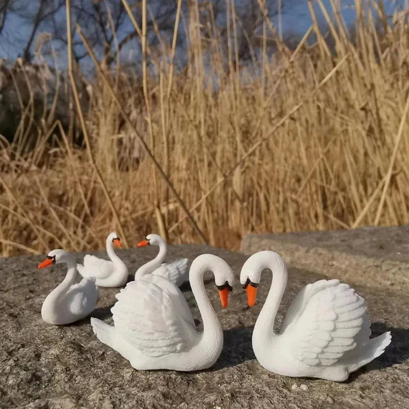 5 Pcs/goose swan/doll house/miniature/lovely/fairy garden gnome/moss terrarium decor/crafts/DIY supplies/figurine