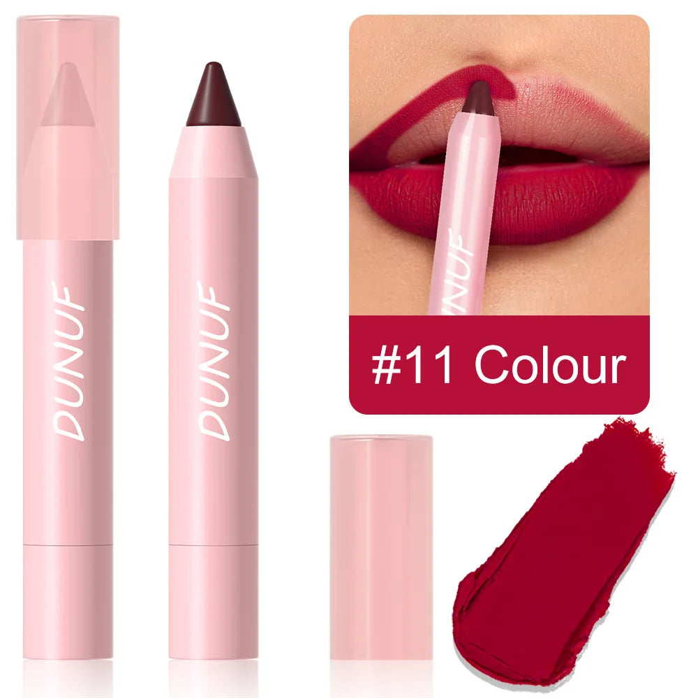 Waterproof Lip Liner & Lipstick Pencil – 18 Shades, Matte Long-Lasting
