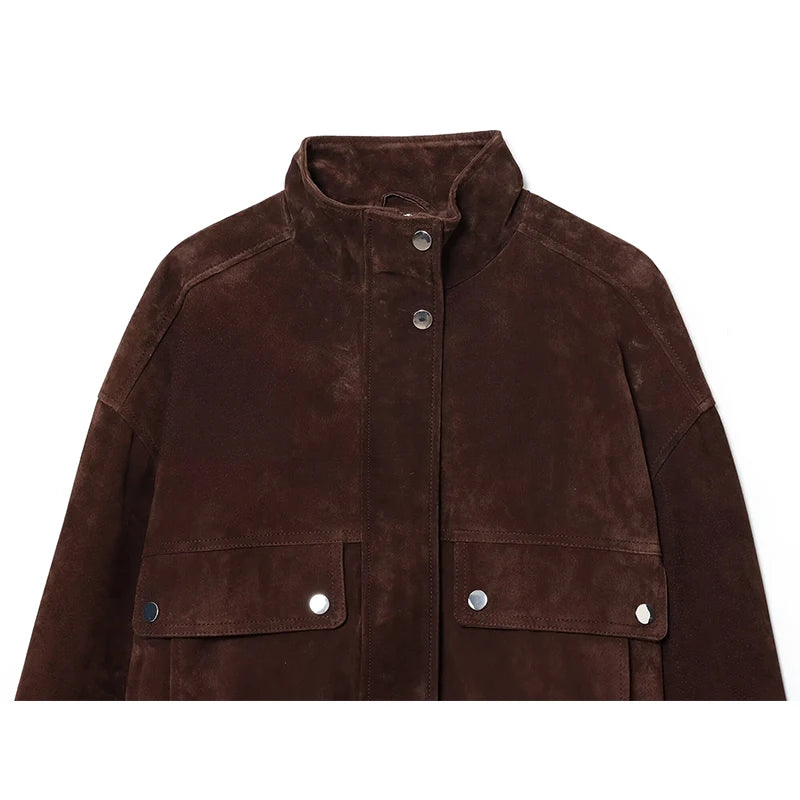 Women's Turtleneck Jacket with Big Pockets – Loose Warm Coat