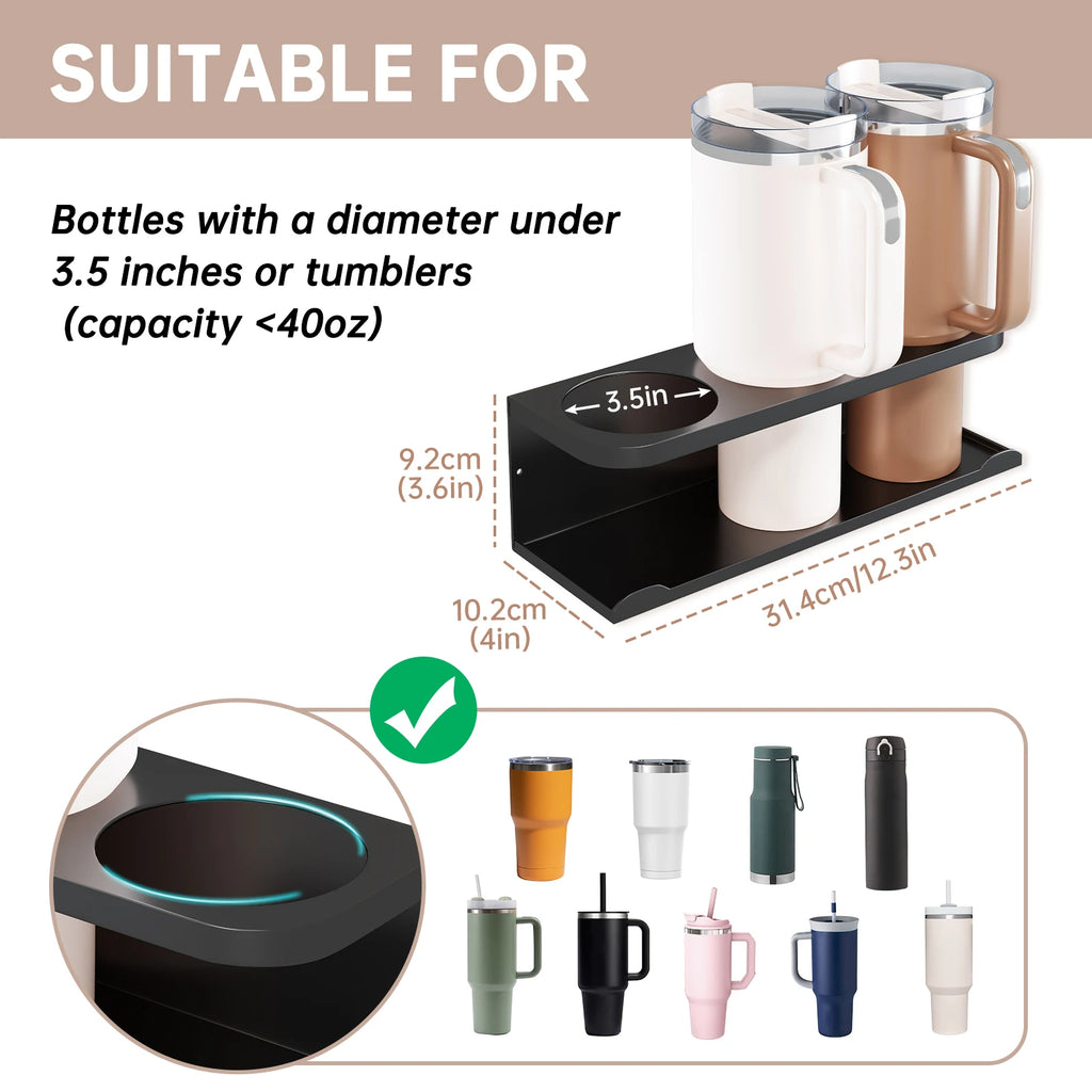 Magnetic Cup Holder, Stylish Sports Water Cup Organizer, Can Hold 3/4 Cups, Magnetic Cup Rack for Refrigerator Side, Suitable for Kitchen, Gym, Yoga Room, Car, Compatible with Stanley Cups