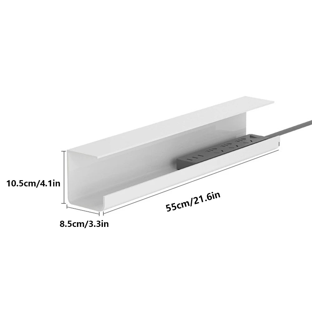 Under Desk Cable Management Tray Self Adhesive Cord Organizer Flame Retardant Under Desk Cable Shelf for Power Strip Adapter