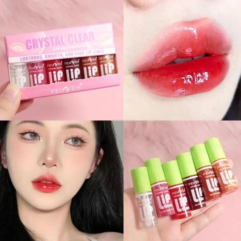 6-Piece Mirror Lip Gloss Set – Hydrating Glossy Shimmer Lip Balm