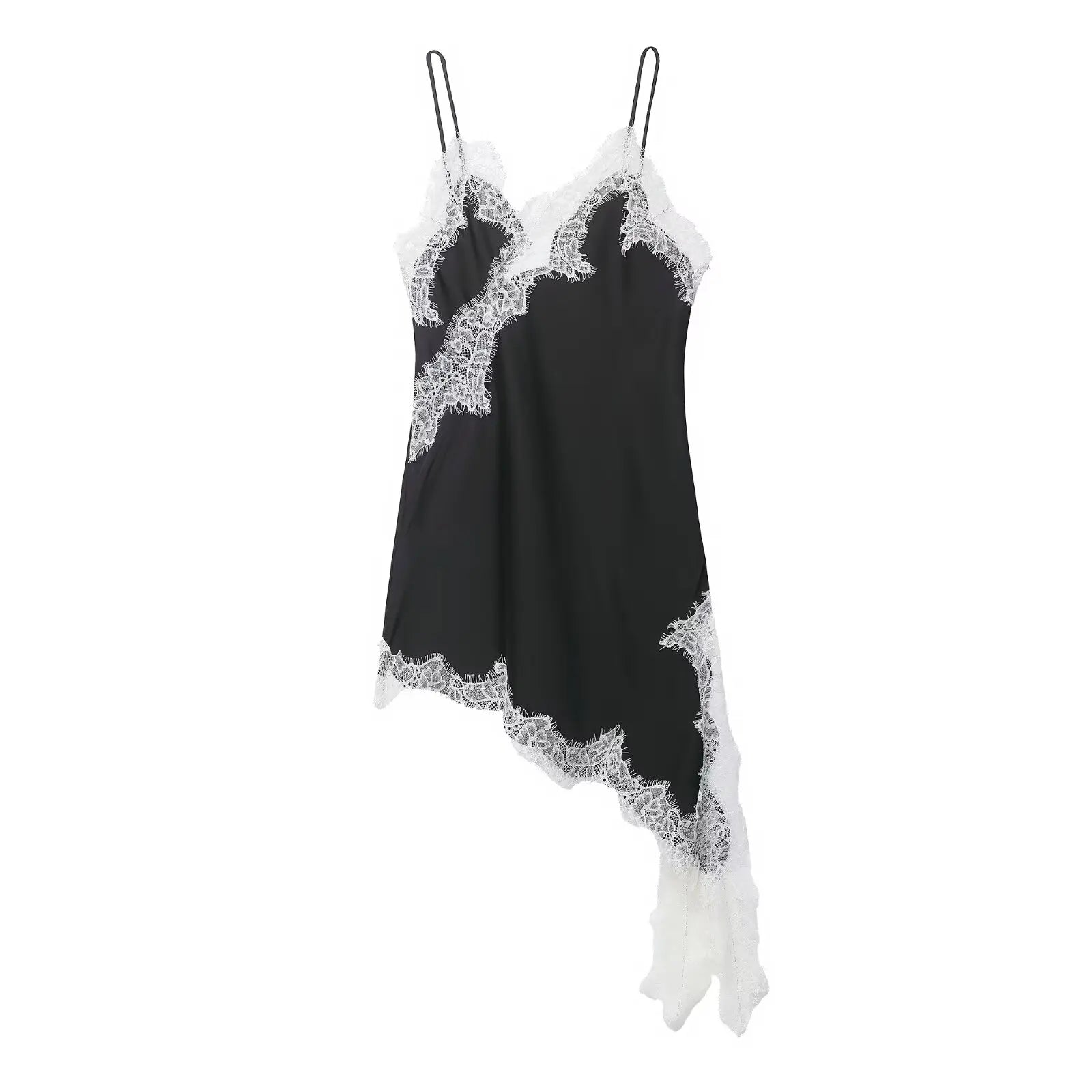 Luxe Lace-Spliced Satin Mini Dress – Sleeveless Backless Party Dress