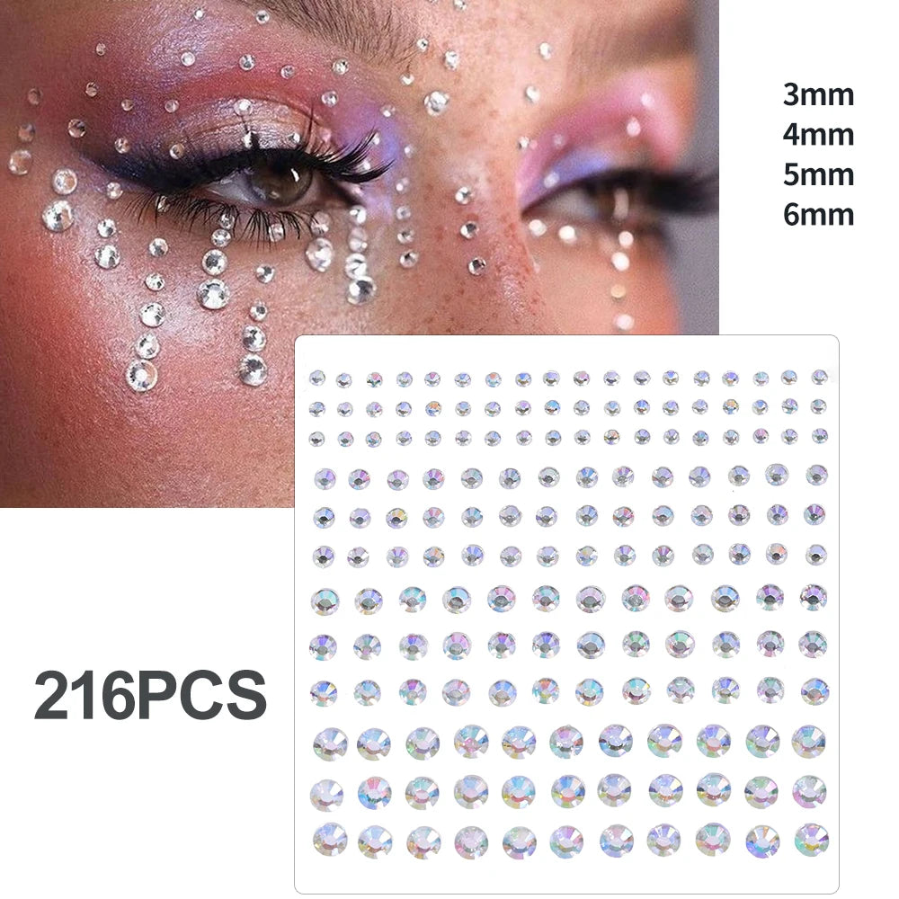 3D Rhinestone Face Tattoo Stickers For Festival Glitter Makeup Jewelry Sticker On Face Crystals Gems Jewels Diamonds Decoration
