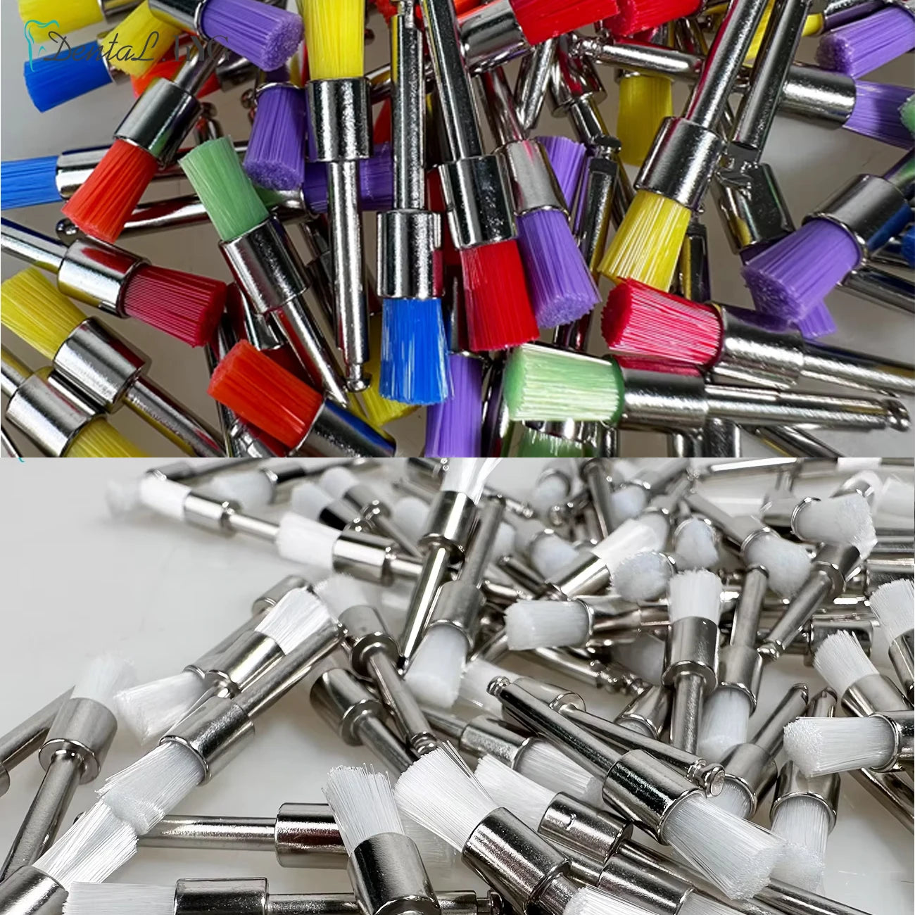 100pcs Dental Prophy Brushes Polishing Polisher Disposable Latch type Mixed color Plat Used for stain removal and polish