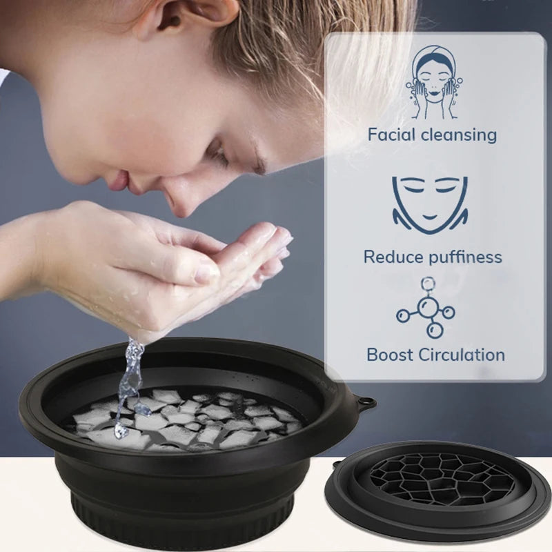 Large Foldable Silicone Bowl For Face Ice Bath And Home Skincare Routine Portable Face Dipping Bowl For Women And Girls