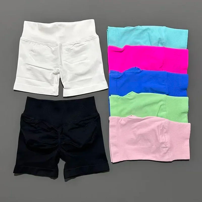 HISTELLO Impact Shorts 4.5" Women Yoga Shorts Seamless Low Waist Scrunch Bum Gym Leggings Workout Stretch Fitness Sports Shorts