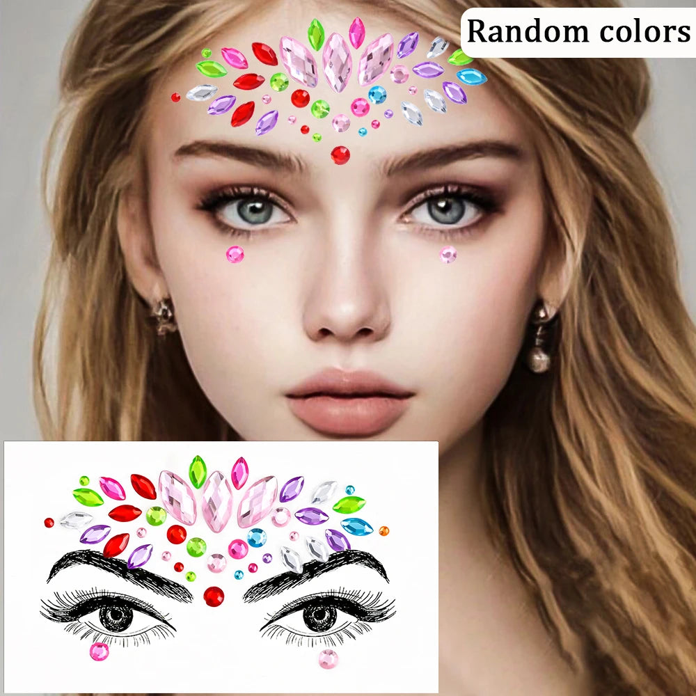 3D Rhinestone Face Tattoo Stickers For Festival Glitter Makeup Jewelry Sticker On Face Crystals Gems Jewels Diamonds Decoration