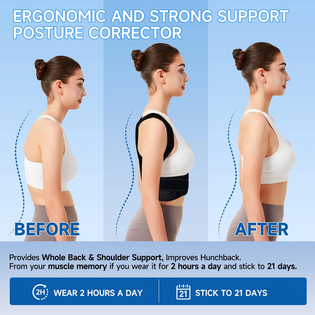 Posture Corrector Back Brace Adjustable Back Support for Women and Men Shoulder Straightener Neck Upper Lower Back Pain Relief
