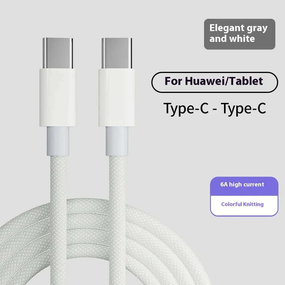 ZIJAZO USB-C to Type C Color Cable For Apple iPhone 15 PD 60W Fast Charging For Huawei Xiaomi Samsung Type C Weaving Cable