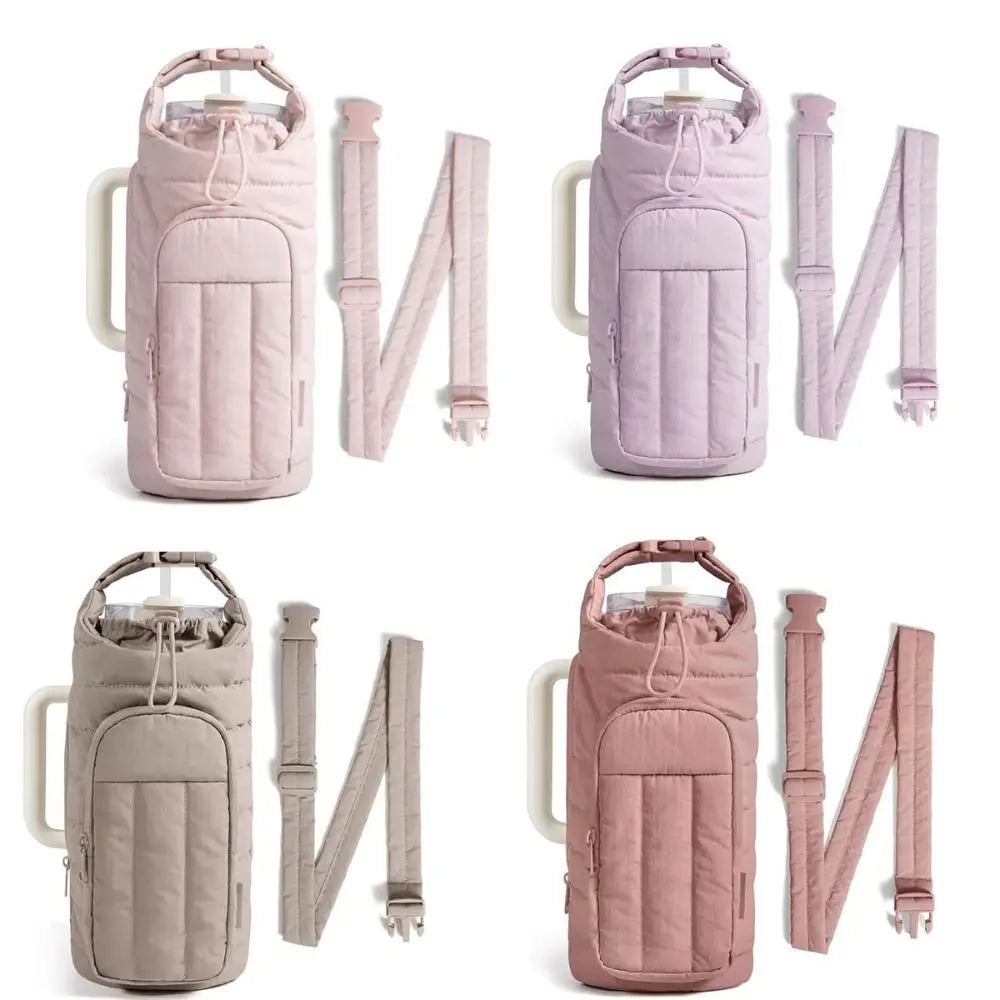 Stylish Water-resistant Water Bottle Holder Bag Large Capacity with Strap Insulating Cup Sleeve Portable Carrier Bag for Women