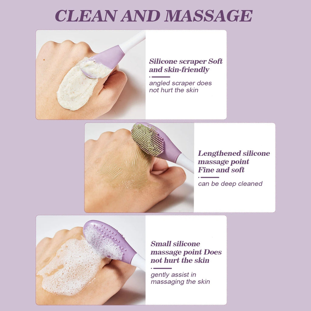 Silicone Facial Cleansing & Mask Brush 2 In1 Facial Skin Care Scrub Exfoliator Scrub Pore Blackhead Deep Cleaning Tools