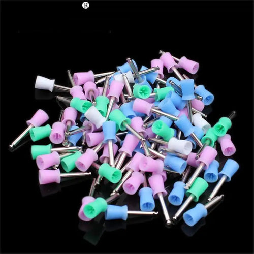 100PCS/Box Dentistry Polishing Cup Tooth Polish Rubber Brush Polisher Prophy Cup For Low Speed Handpiece Dental Lab Material