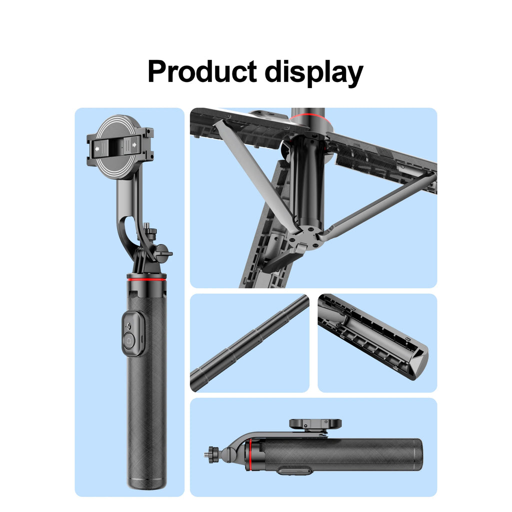 C20 Magnetic Selfie Stick Tripod for iPhone 12-16 Pro Max Travel Stand with Magsafe Phone Clamp for Android Smartphone