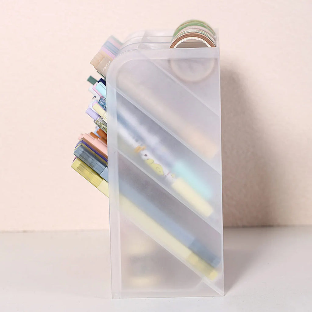 Multi functional desktop pen holder, transparent large capacity pen holder, stationery organizer, office desk pen storage rack