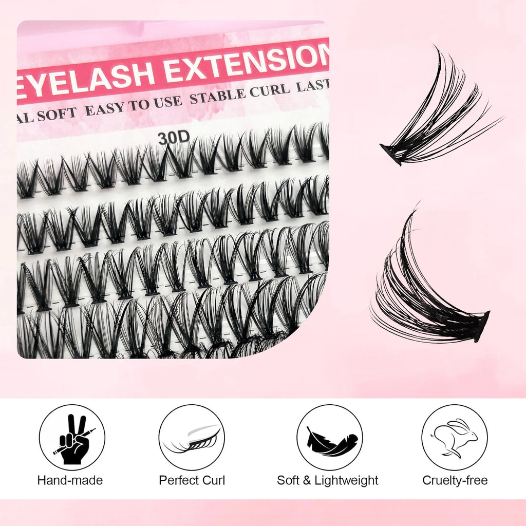 MIAOJIE DIY Lash Extension Kit 720pcs Lash Clusters Individual Eyelashes Kit with Lash Bond and Seal Wispy Natural Mange Lashes