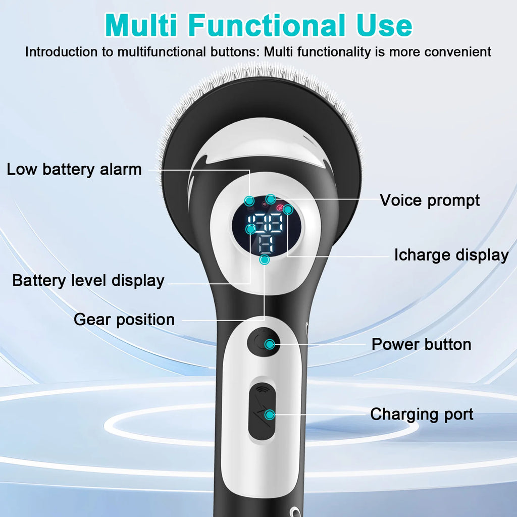 Smart Electric Rotary Cleaning Brush – Rechargeable with Voice Reminder & 2 Speed Modes