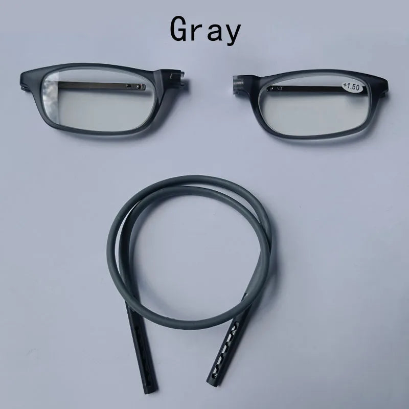 Portable magnetic reading glasses that can be hung around the neck with adjustable lanyard for men and women