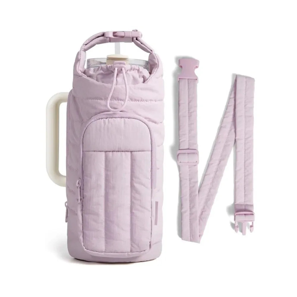 Stylish Water-resistant Water Bottle Holder Bag Large Capacity with Strap Insulating Cup Sleeve Portable Carrier Bag for Women