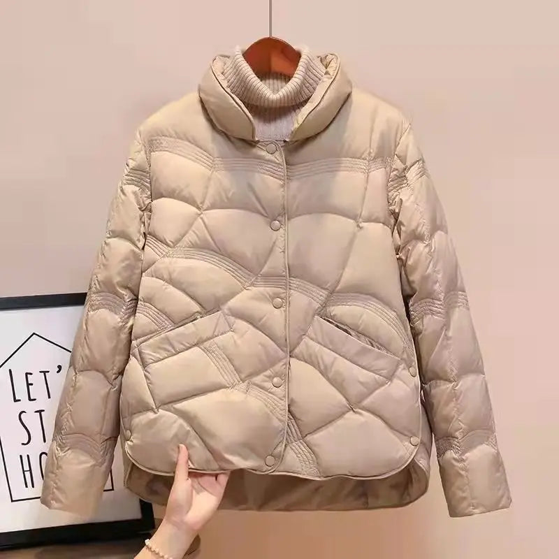Autumn Winter Women Fashion Stand Collar Down Coat Ultra Light Cotton-padded jacket Jacket Windproof Female Puffer Parkas
