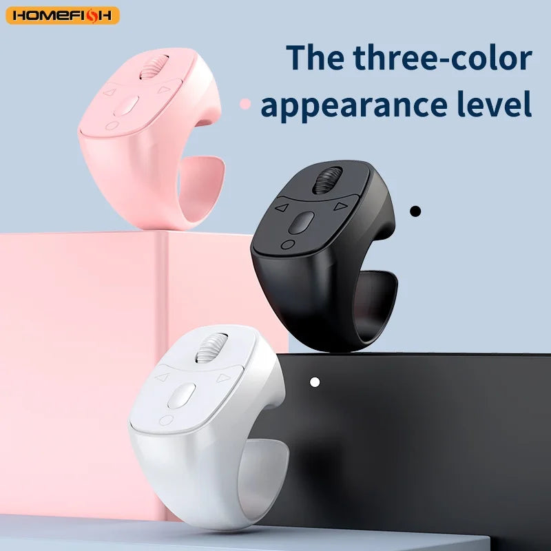 Cell Phone Scrolling Ring Wireless Finger Shutter Remote Control Page Turner Mobile Phone Controller Bluetooth For Travel
