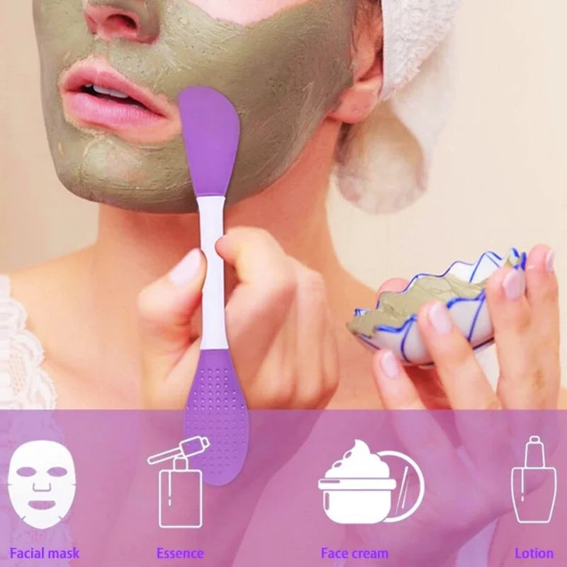 8/4/2pcs Silicone Face Mask Brush 2 in 1 Double-Head Manual Cleansing Brushes Facial Scrubber Mud Film Applicator Skin Care Tool