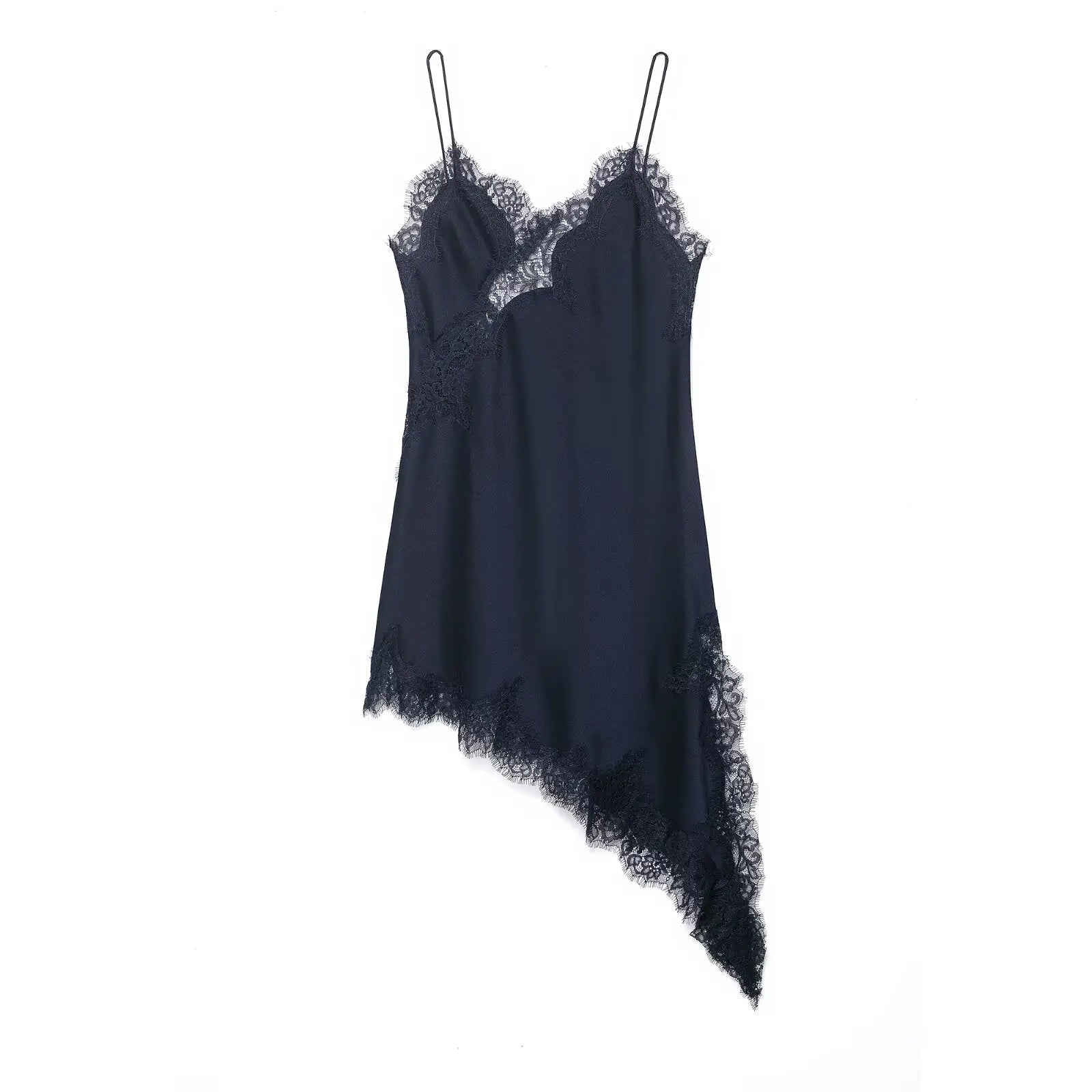 Luxe Lace-Spliced Satin Mini Dress – Sleeveless Backless Party Dress