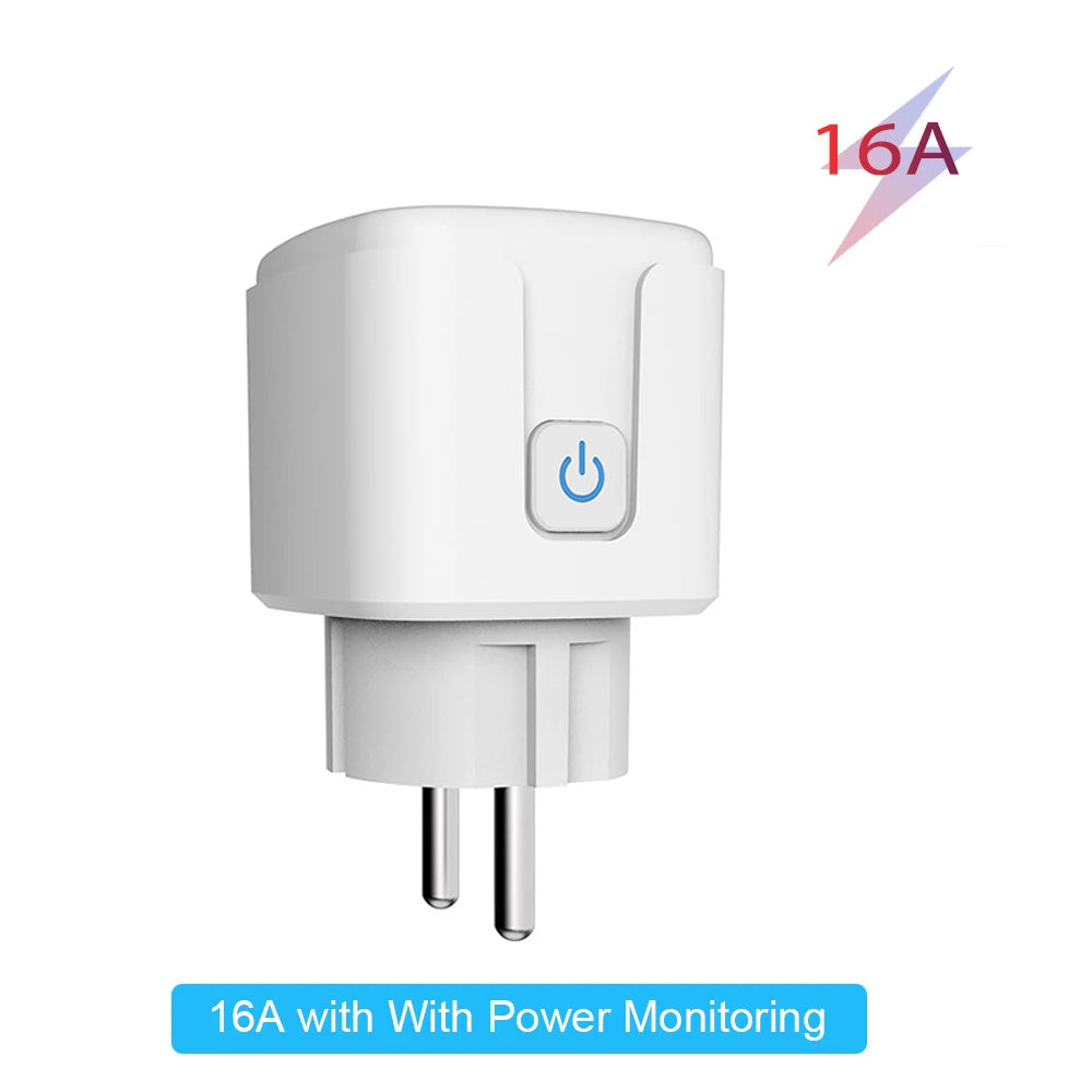 Tuya Zigbee Smart Plug 20A EU Smart Socket With Power Monitoring Timing Function Voice Control Via Alexa Google Home Yandex