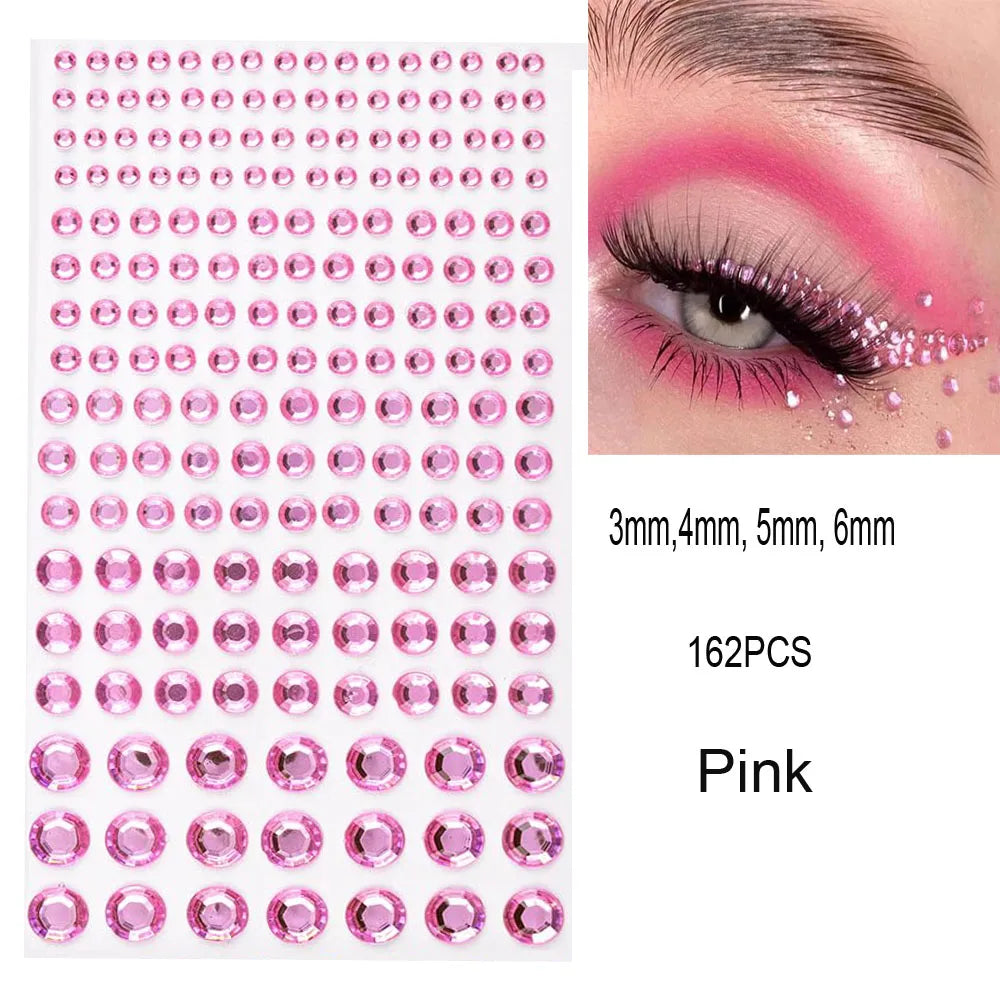 3D Rhinestone Face Tattoo Stickers For Festival Glitter Makeup Jewelry Sticker On Face Crystals Gems Jewels Diamonds Decoration
