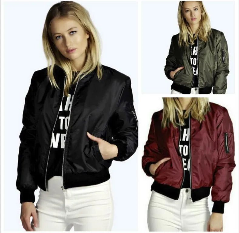 Women's Autumn Bomber Jacket – Slim Fit Zipper Coat