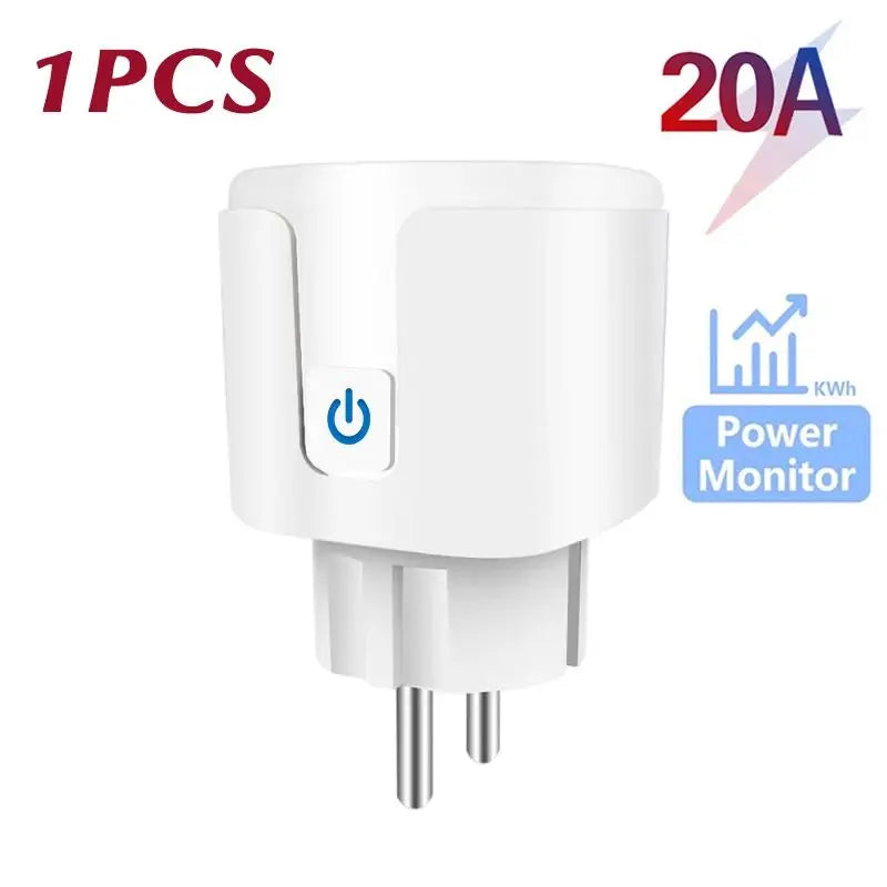 Smart Socket EU 20A Wifi Smart Plug  Power Monitoring Smart Home Voice Control Support Google Assistant Alexa Alice