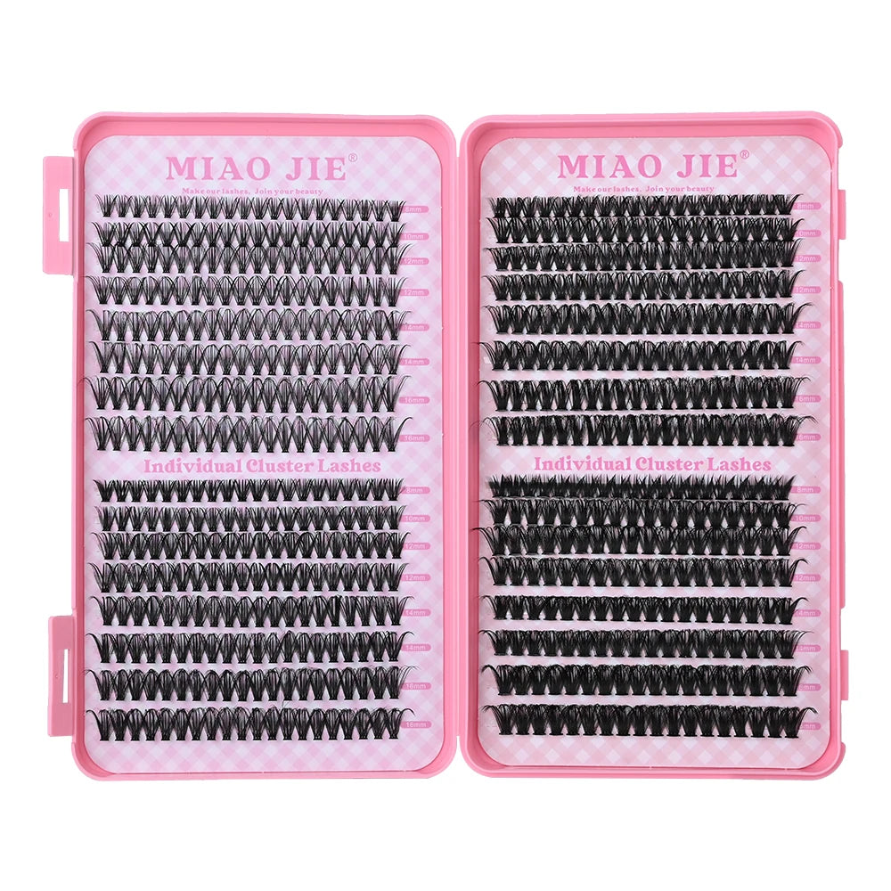 MIAOJIE DIY Lash Extension Kit 720pcs Lash Clusters Individual Eyelashes Kit with Lash Bond and Seal Wispy Natural Mange Lashes