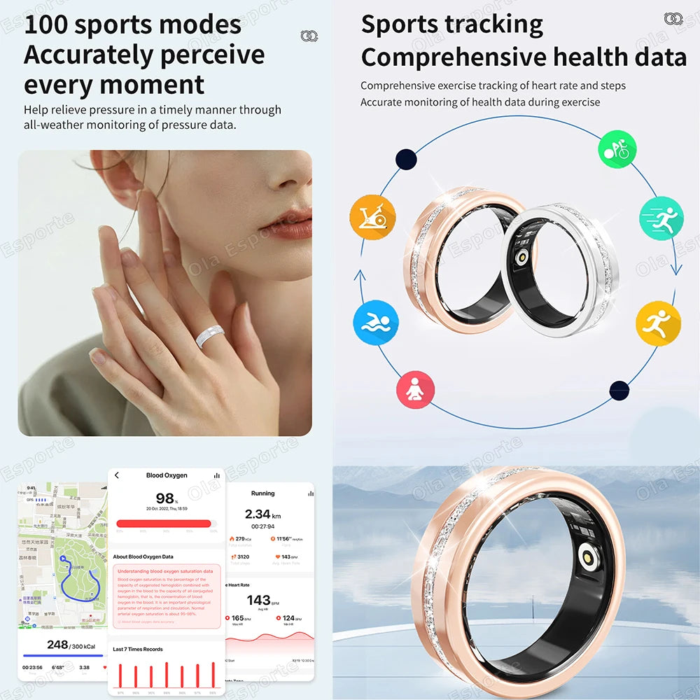 Smart Health Ring – Heart Rate, Sleep & Blood Oxygen Monitor