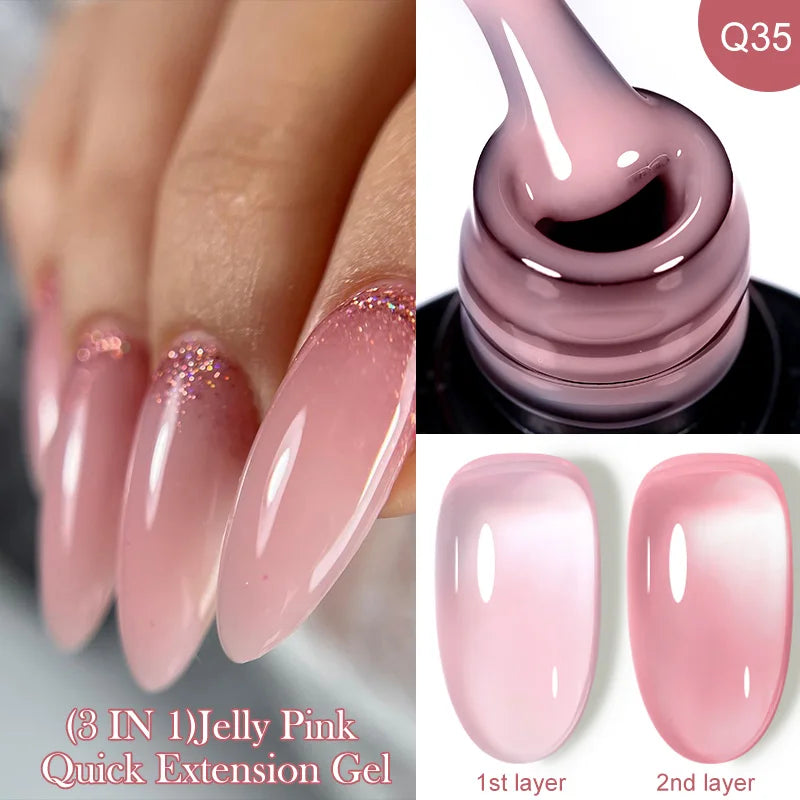 LILYCUTE 15ML Quick Extension Gel Nail Polish Milky White Clear Pink Color French Manicure Finger Prolong Nail Hard Gel Varnish