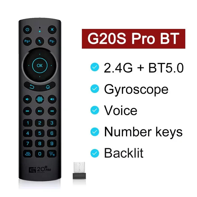 G20S PRO BT Air Mouse Backlit Light 2.4G Wireless Gyroscope Smart Remote Control With Voice IR Learning for Android TV Box