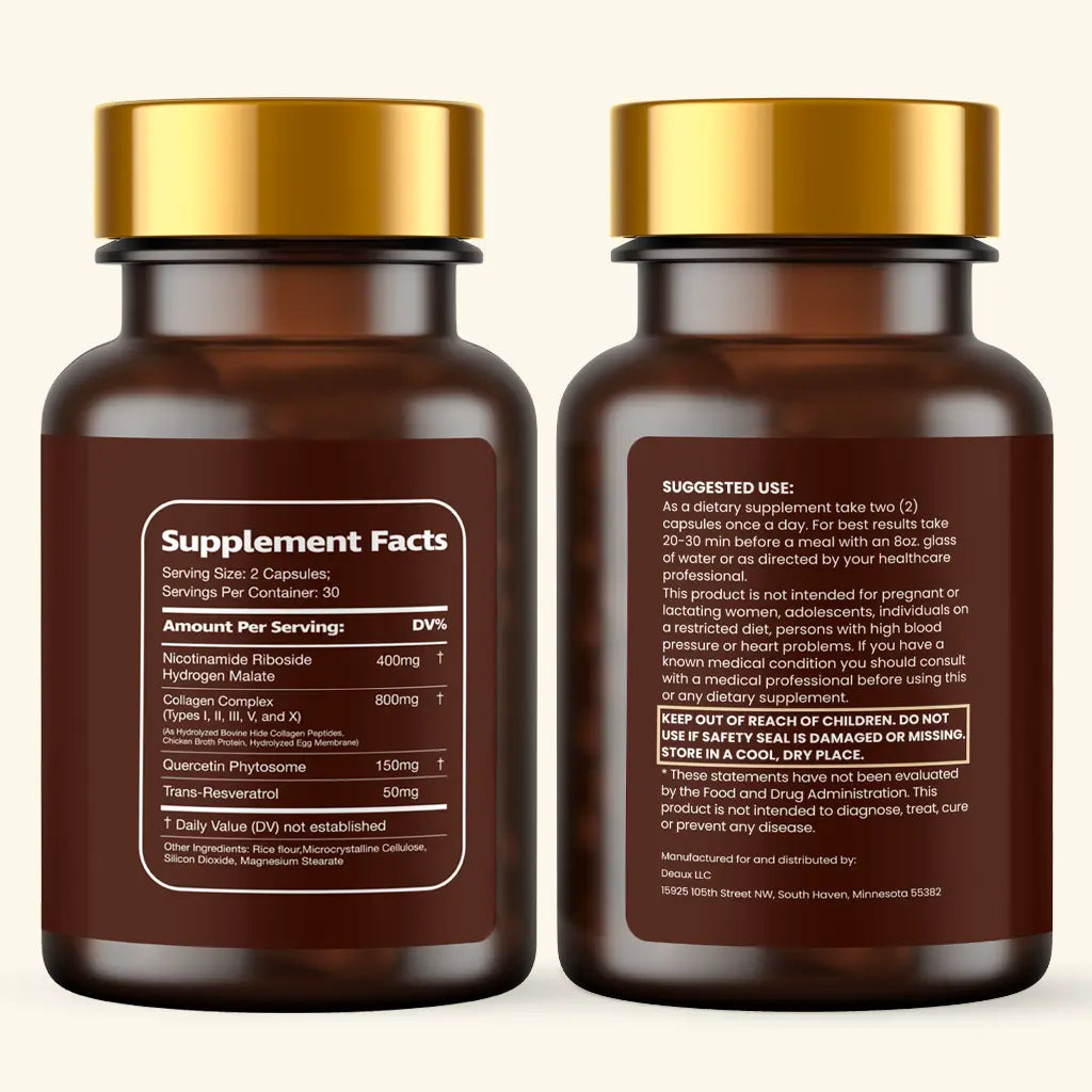 Quantum Organics 1400Mg NAD+ Supplement for Skin Aging Support, Boost Energy, and Focus - 60 Count