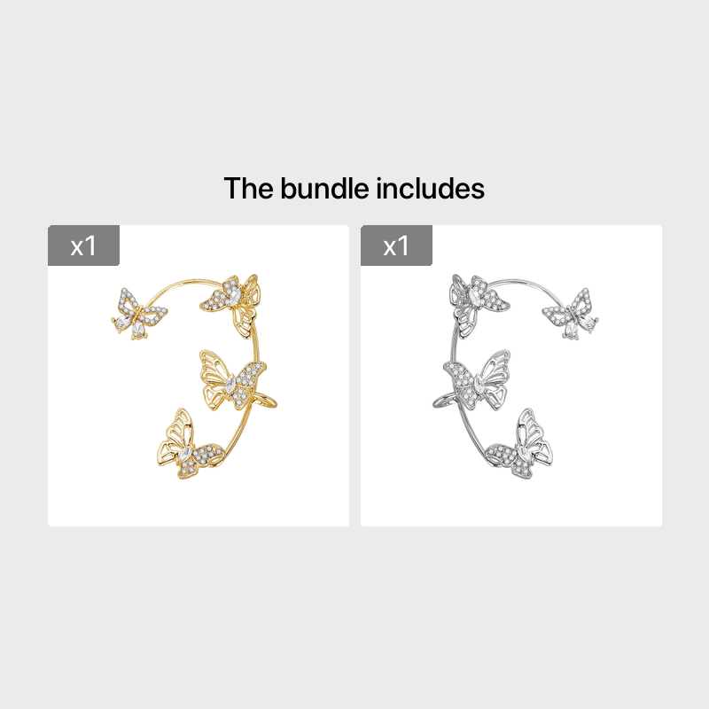 Elegant Butterfly Ear Clips | No-Piercing, All-Season, Plated K, Glass Mosaic, By Yugeweer
