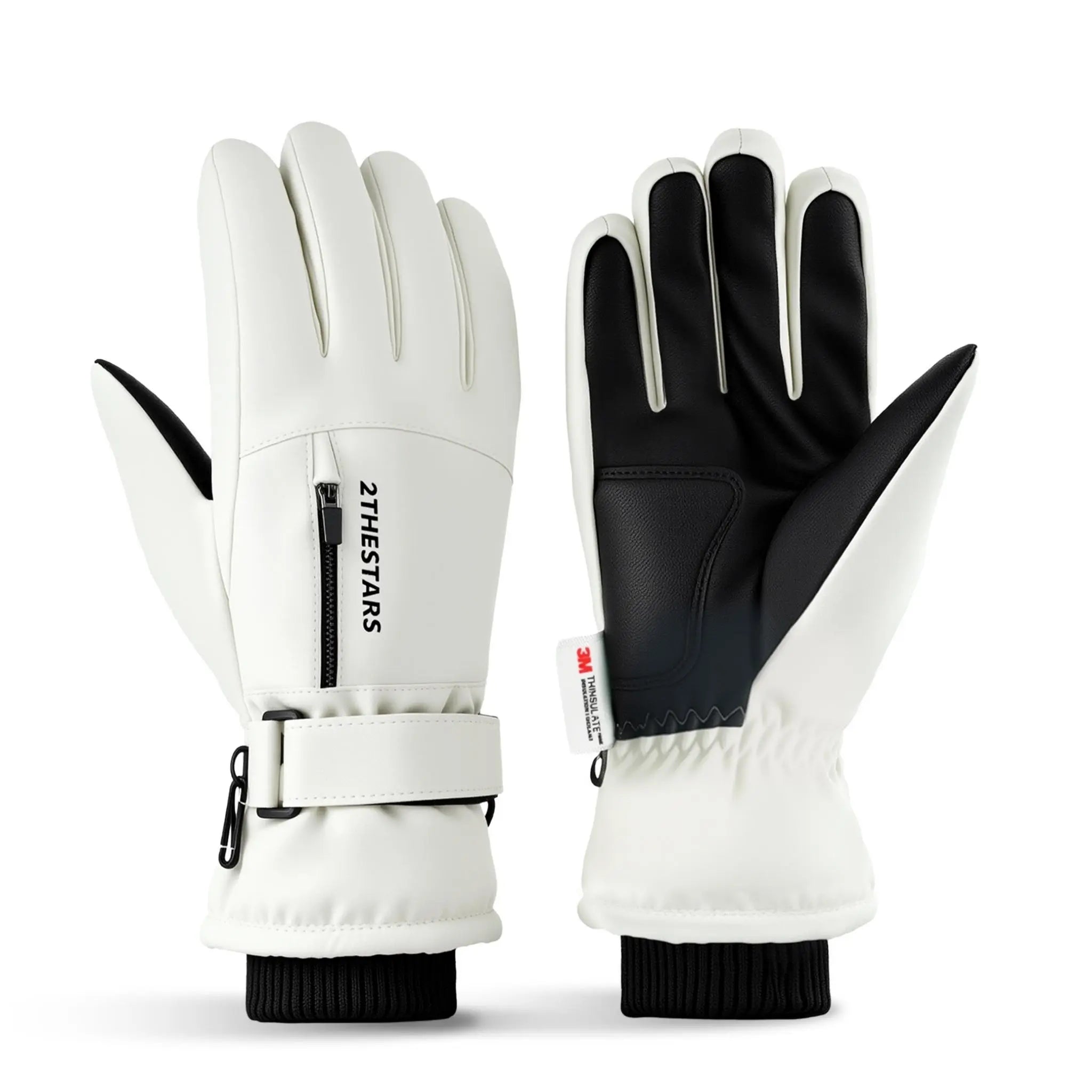 2THESTARS Pro Ski Gloves, 3M Thinsulate Insulated Double-Layer Waterproof, Touchscreen Snow Gloves for Skiing, Winter Cycling