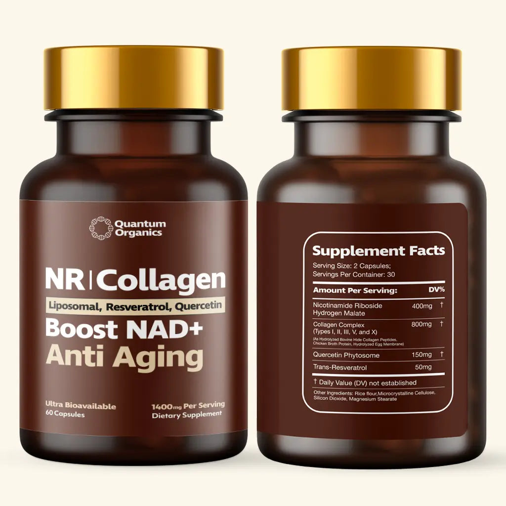 Quantum Organics 1400Mg NAD+ Supplement for Skin Aging Support, Boost Energy, and Focus - 60 Count