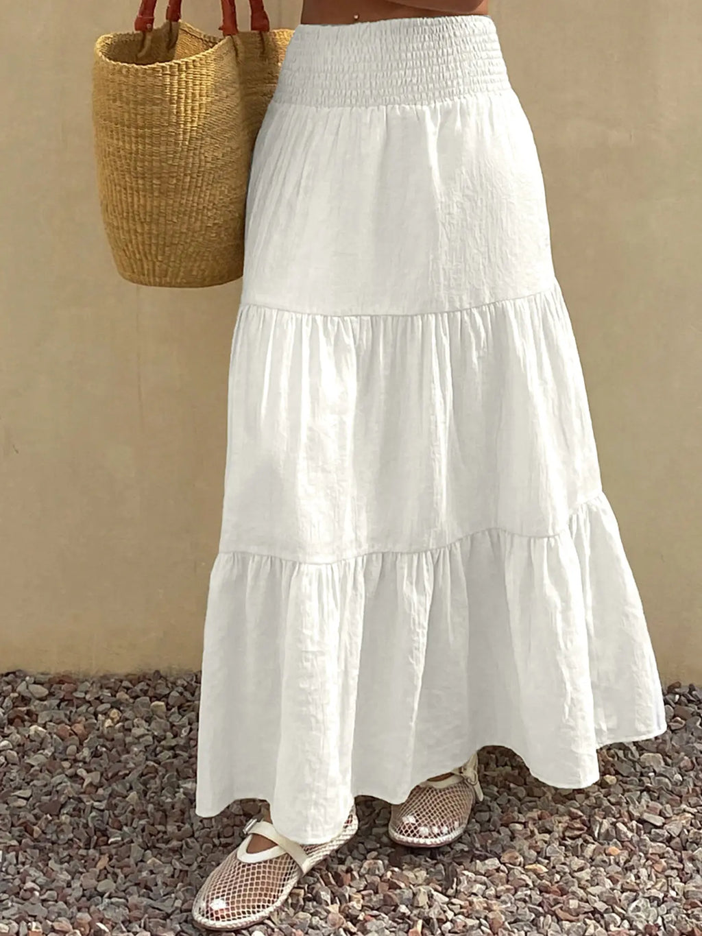 Women'S Multi-Layer Skirt, Romantic Bohemian Style, Casual Comfortable Fit, All Season Wear, Perfect for Commuting and Vacation