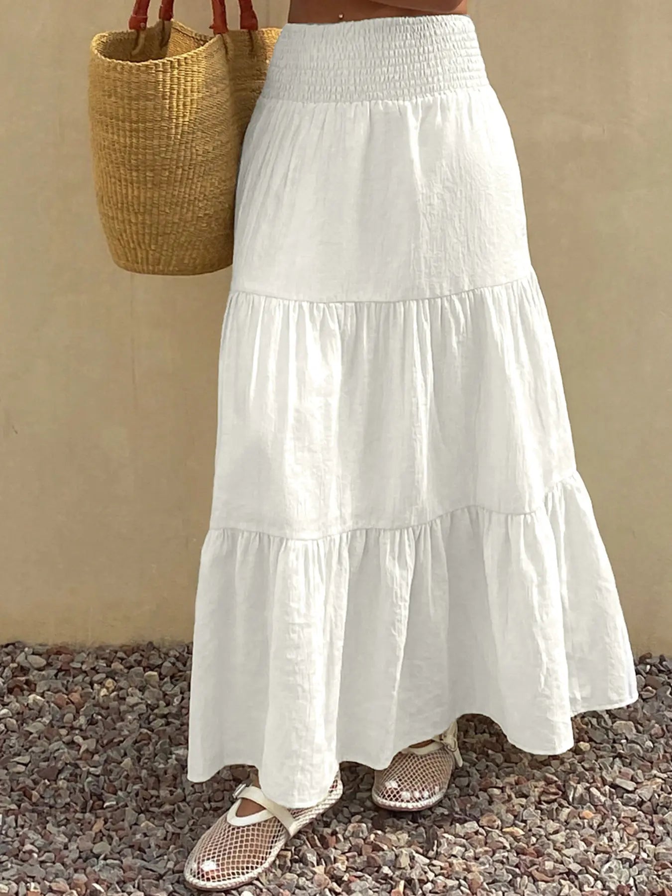 Women'S Multi-Layer Skirt, Romantic Bohemian Style, Casual Comfortable Fit, All Season Wear, Perfect for Commuting and Vacation