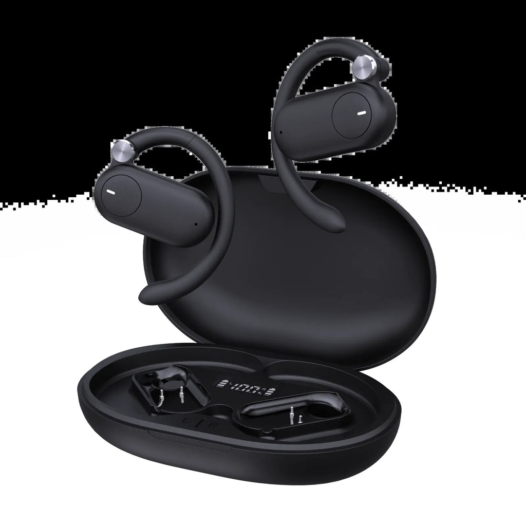 TAGRY D91 Open Ear Headphones, Bluetooth Earbuds, 60H Playtime, Deep Bass, LED Display