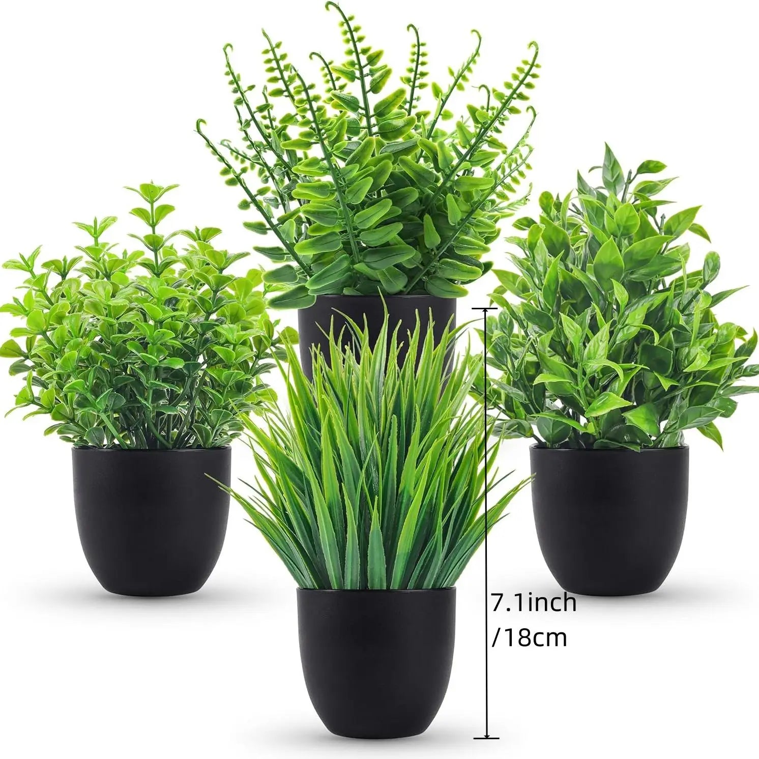 Artificial Potted Plant, 4 Counts/Set Fake Potted Plant, Faux Decorative Indoor Plant for Home Office Desktop Decor, Home Decor Supplies, Room Decor, Artificial Trees, Garden Decoration, Decoration Items, Artificial Plants, Artificial Ferns