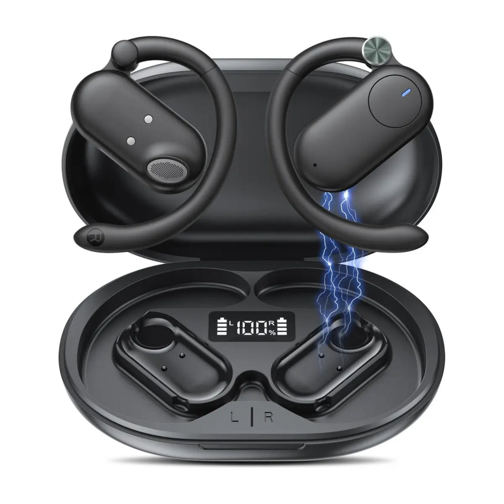TAGRY D91 Open Ear Headphones, Bluetooth Earbuds, 60H Playtime, Deep Bass, LED Display