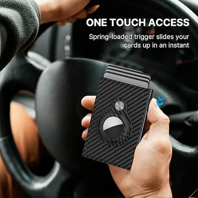 Men'S Slim Wallet Card Holder PU Leather RFID Blocking Bifold with ID Window & Cash Slot Ergonomic Design for 9-14 Cards